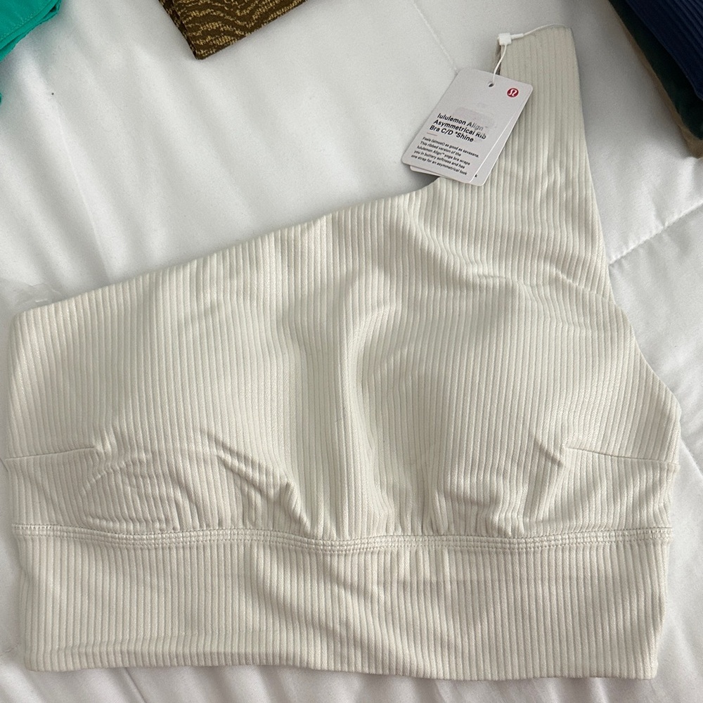 lululemon Athletica One-Shoulder Ribbed Bralette - Cream
